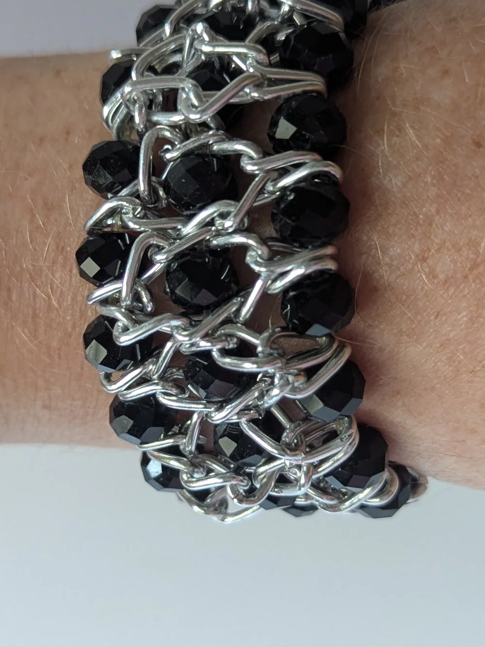 Black Beaded Chain Wrap Bracelet - Unbranded